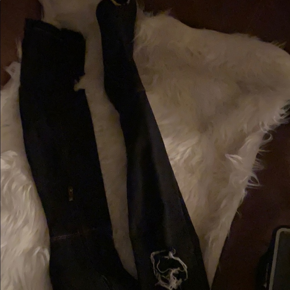 Over the knee peep toe boots